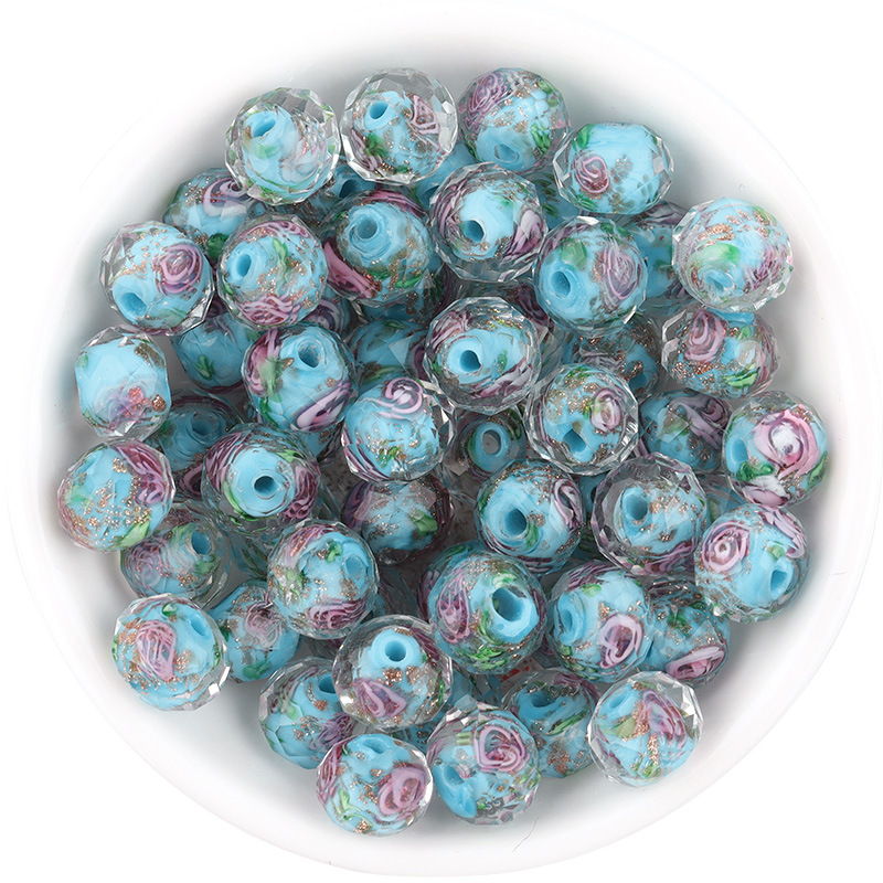 12mm Large Murano Malachite Green Candy Stripes Lampwork Crystal Glass  Round Spacer Beads For Jewerly Making Diy Accessories