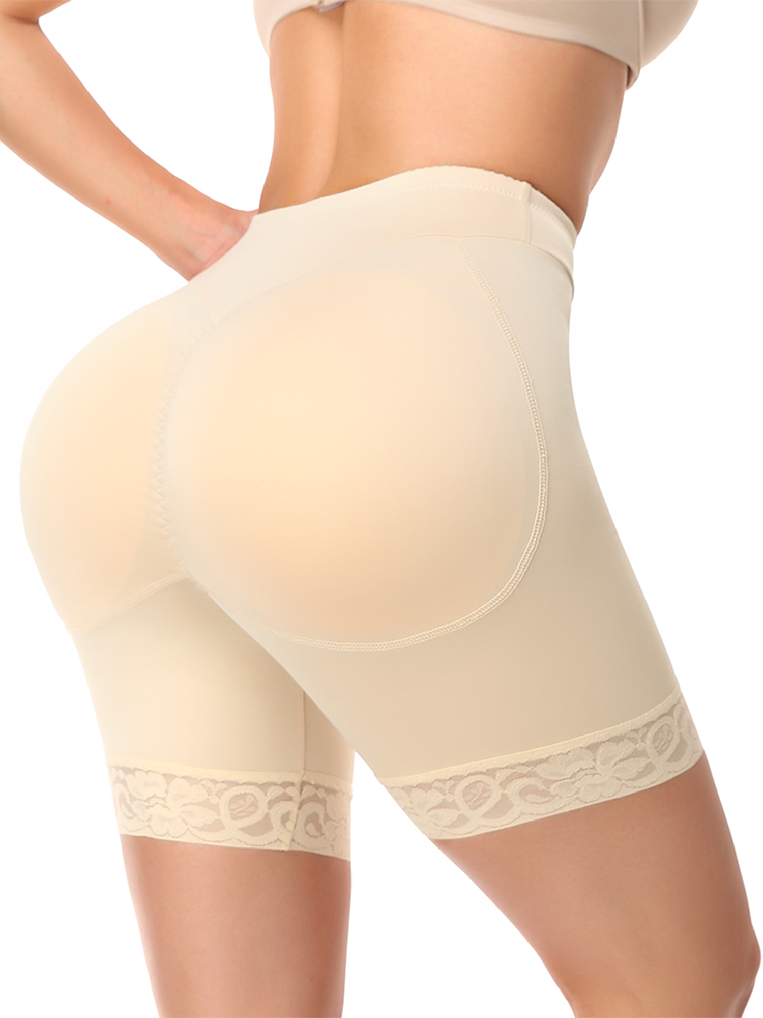 Olivia Mark – Lace Trim Butt Lifter Shapewear Panties Padded Butt