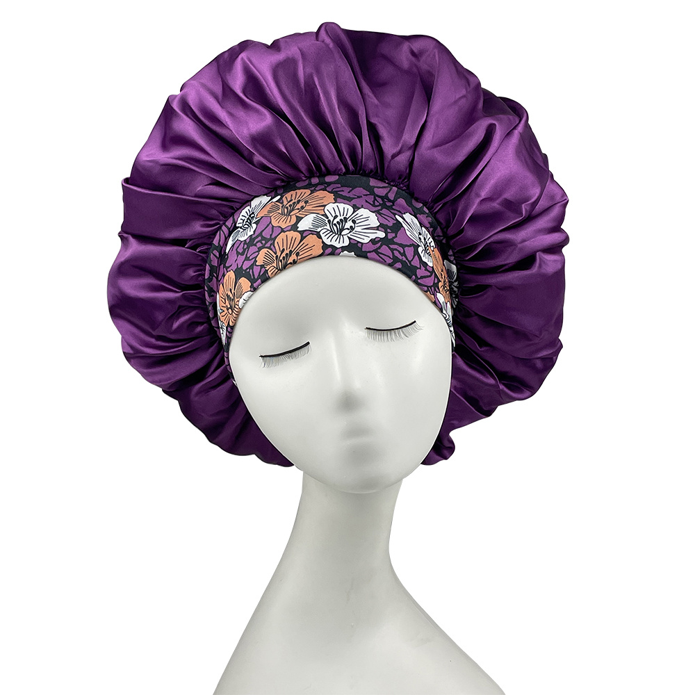 Printed Silk Wide Side Ladies Sleeping Cap