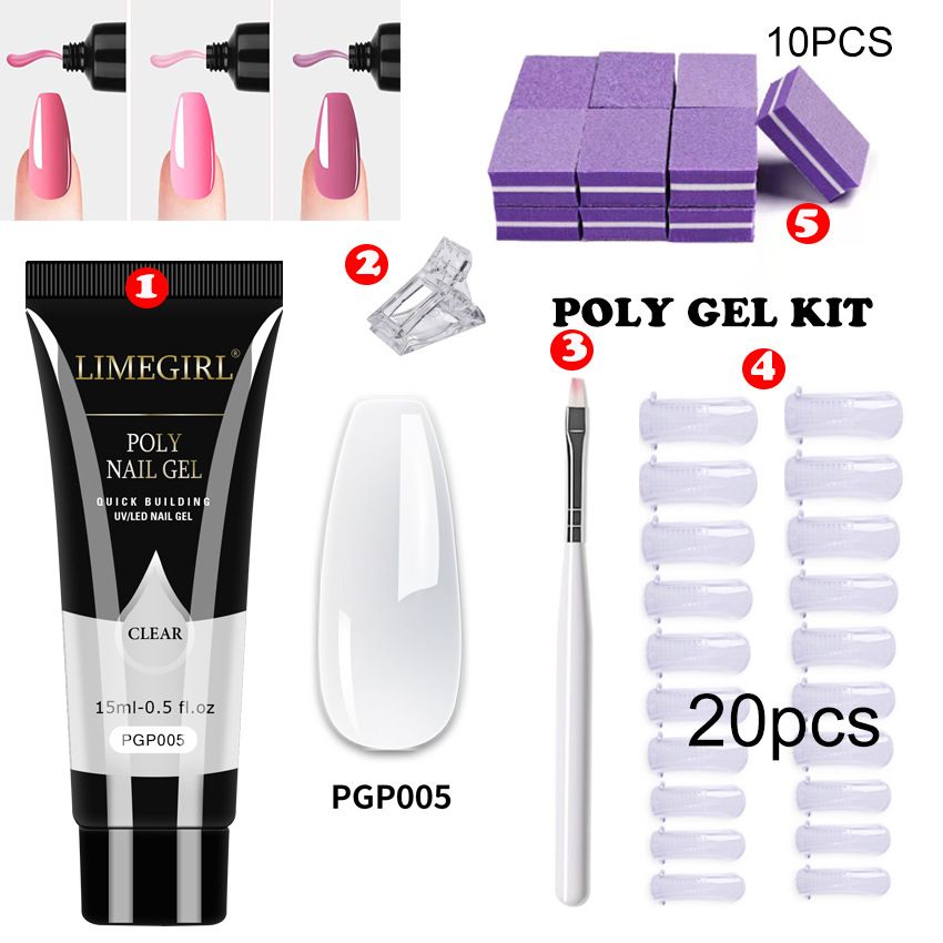 Nail Extension Gel Kit Crystal Nail Tips Crystal Poly Nail Gel Manicure 5  Pcs Gel Nails Starter Set Polygel Kit Without Lamp | Today's Best Daily  Deals | Temu