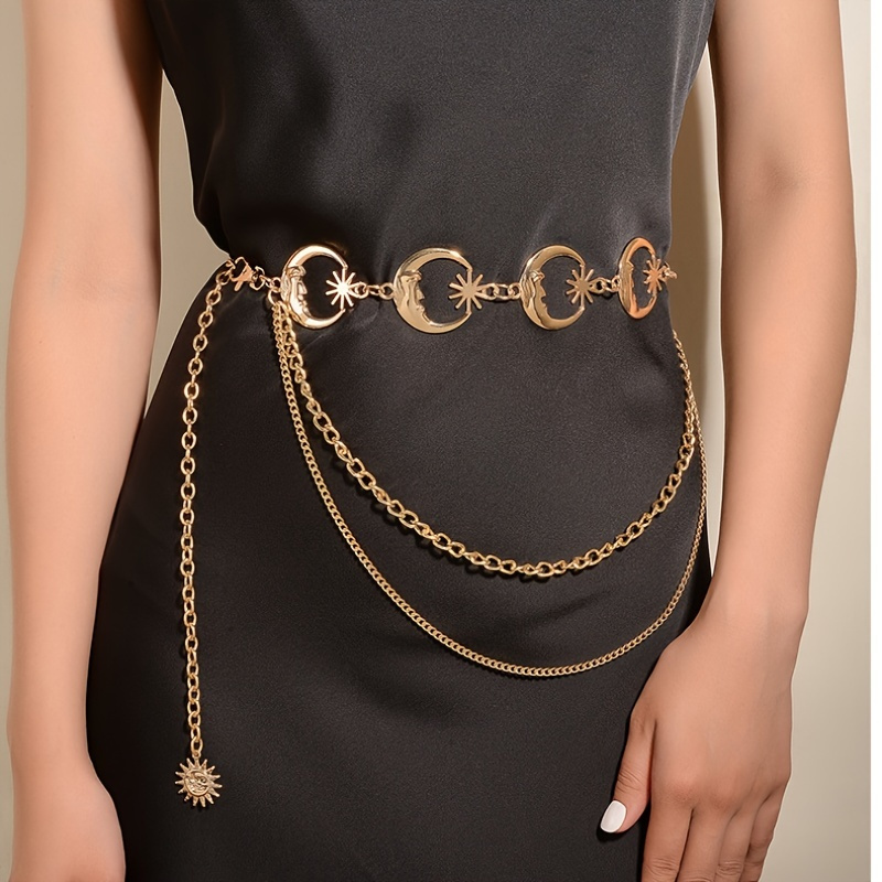 Moon Star Waist Chain For Women Girls Vintage Chain Belt Belly Belt Body  Chains Jewelry Accessories