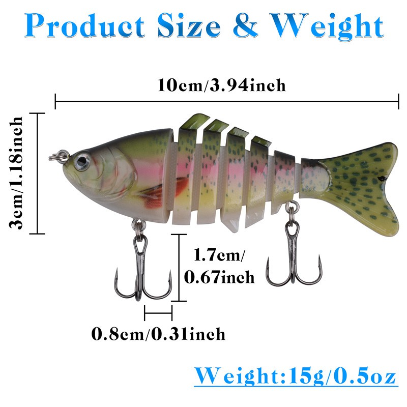 .com : SIXWOOD Fishing Lures for Bass Trout Multi Jointed Swimbaits  Slow Sinking Bionic Swimming Freshwater Saltwater Bass Lifelike - 4 inch  5Pcs 7 Segments(with Free Tackle Box) : Sports & Outdoors