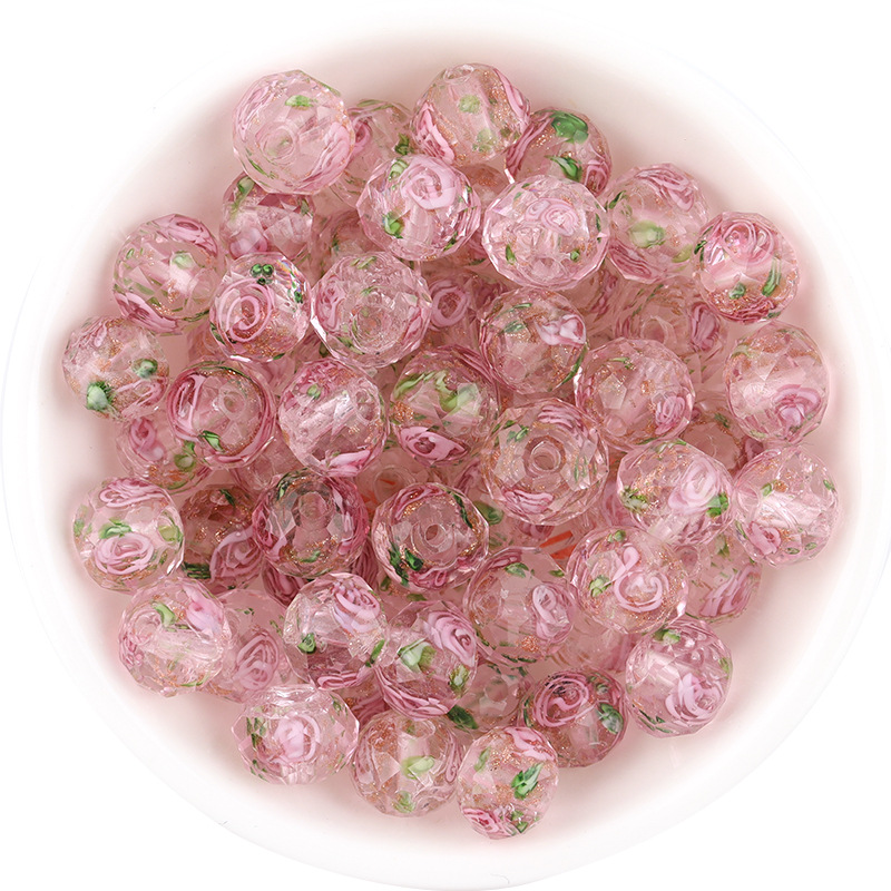 10mm Murano Transparent Faceted Rondelle Green Flower Lampwork Crystal  Glass Beads for Jewelry DIY Making Bracelet