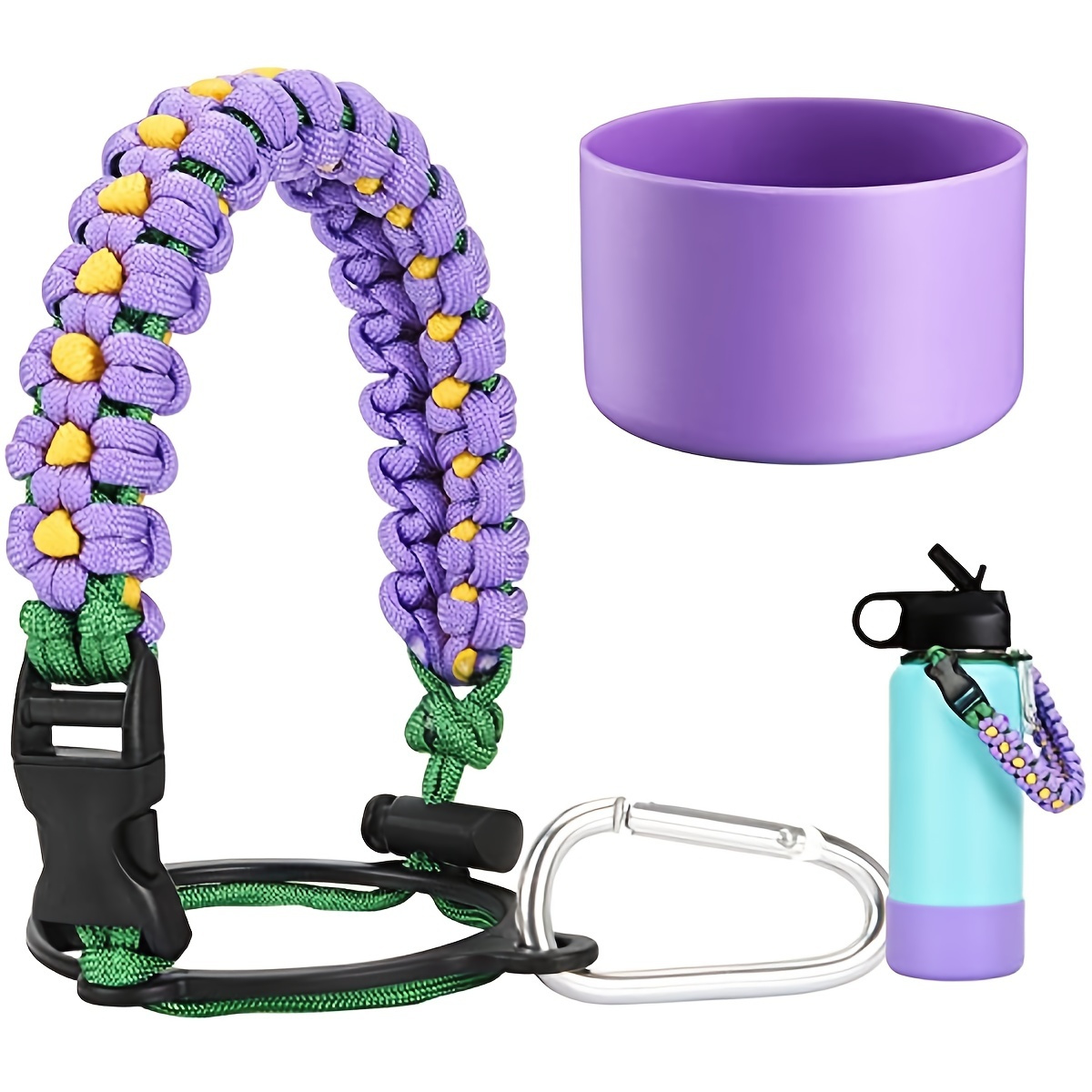 Gearproz Paracord Handle for Hydro Flask - Also Compatible with Iron Flask,  Thermoflask, Takeya 12 to 40 oz Water Bottles - Accessories with Survival