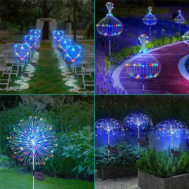1pc solar fireworks lights 60 150 200 led outdoor diy solar lights 8 lighting model garden decorative lights waterproof fairy lights lawn lights details 5