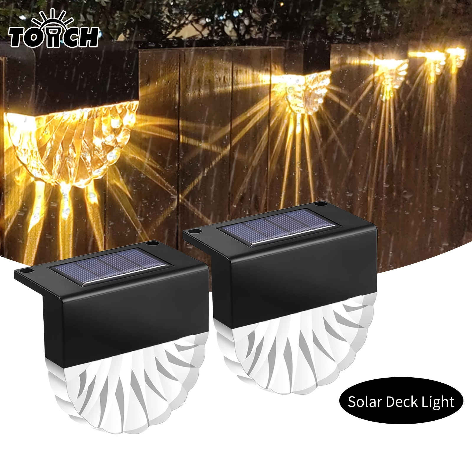 2-Pack Solar Deck Lights: Outdoor Waterproof Step Light with Warm White/Color Glow for Fence, Backyard Decor, Garden, Patio, Stair, Yard, Pool