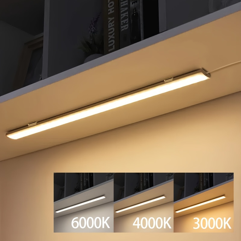 LED Under Cabinet Lighting USB Plug-in, Dimmable, 3 Color Changing( 3000K, 4000K,6000K), 18in/14in, Under Counter Lights For Kitchen, Shelf, Cupboard, Under Desk Light, Monitor USB Light Bar