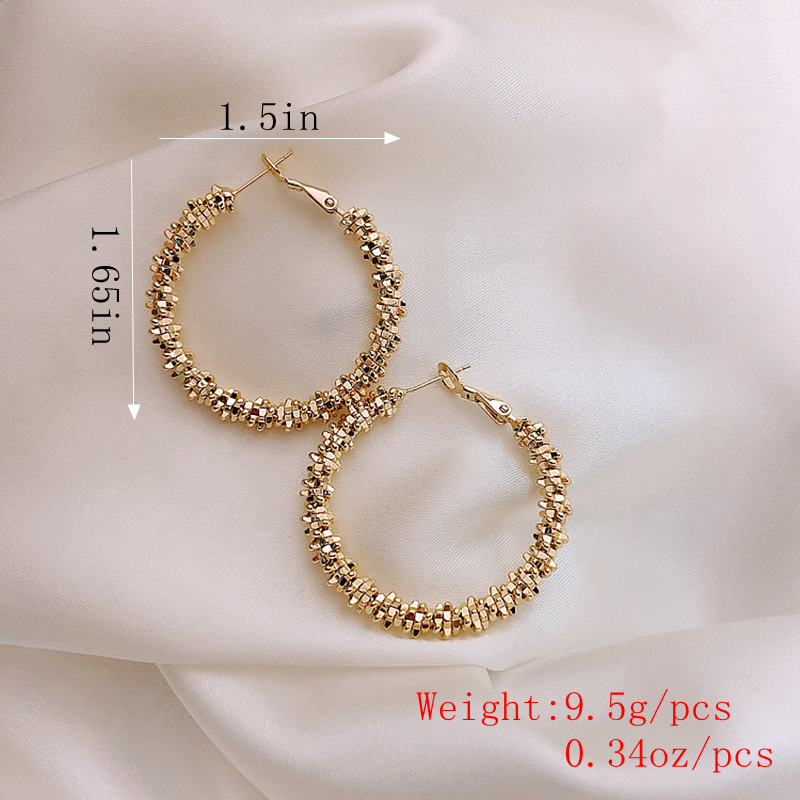 18k Gold Plated Glitter Sparkle Hoop Earring Chunky Circle - Temu