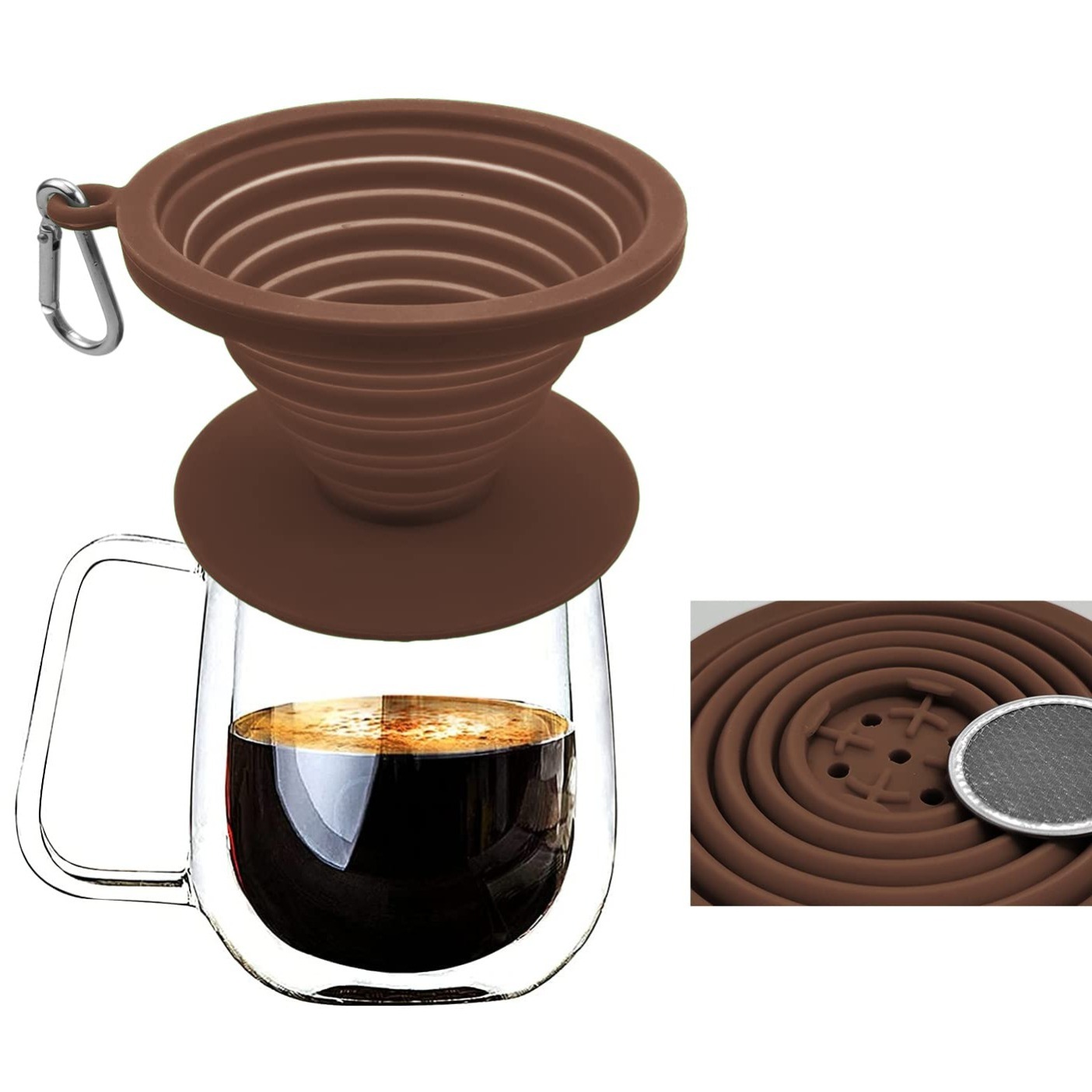 1pc Filtro per caffè pieghevole Pour Over, macchina per caffè, filtro per  caffè in silicone senza carta BPA con guarnizione per coperchio, lavabile  in