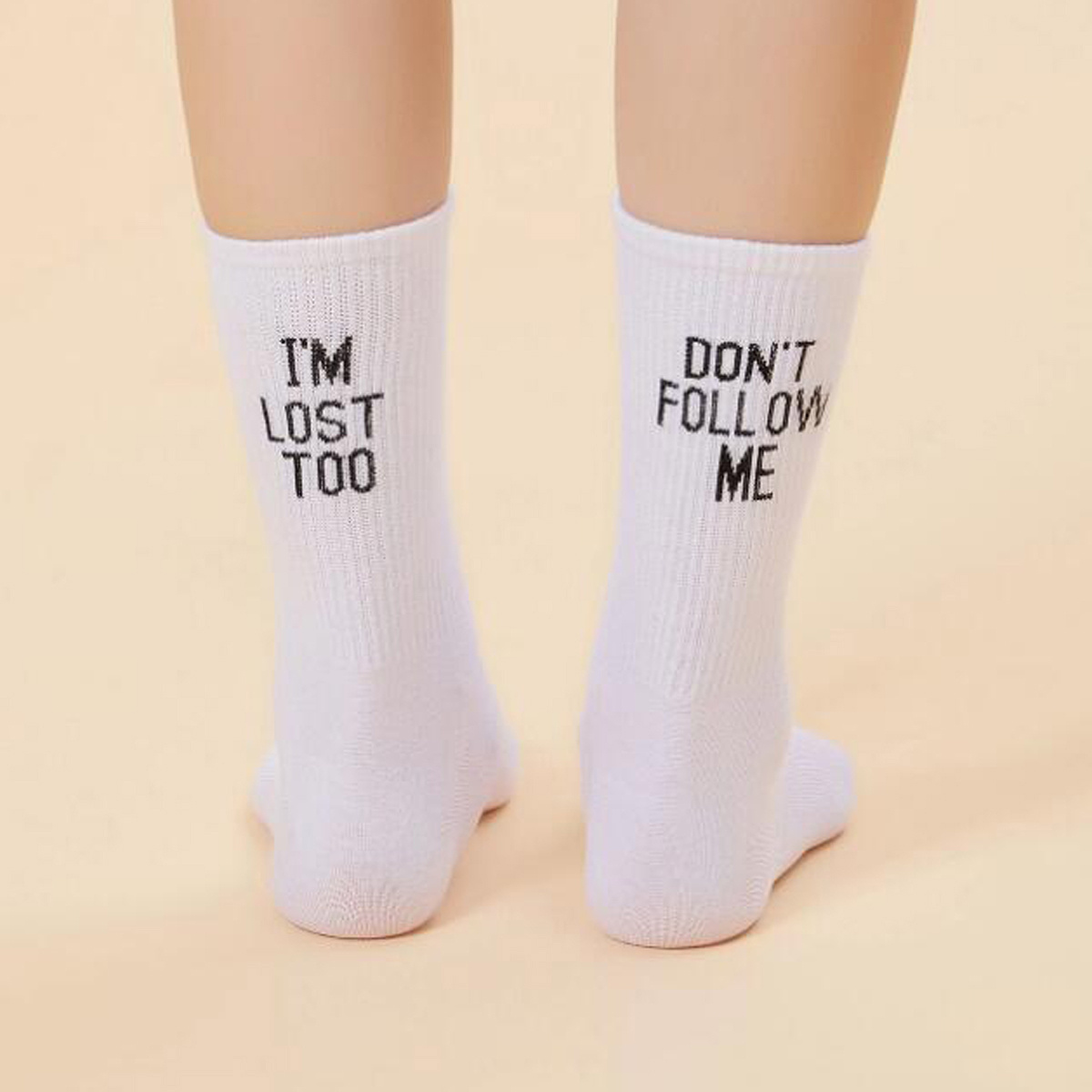 Women's Letter Print Fabric Casual Mid Tube Socks