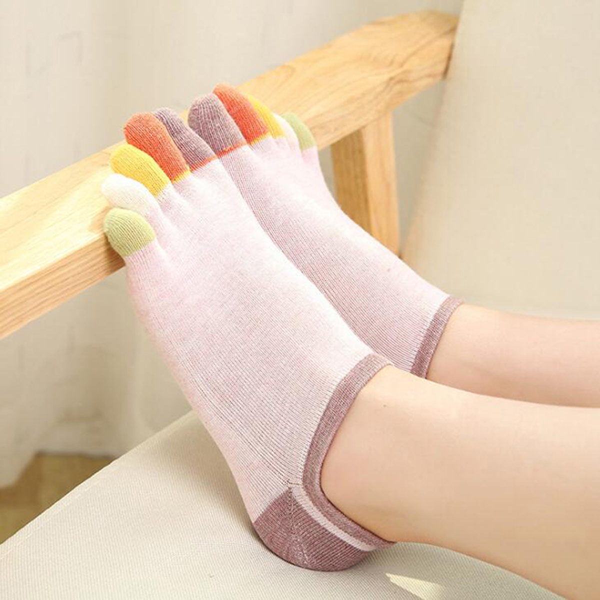Women's Toe Sock Cotton Crew Socks Five Finger Running - Temu