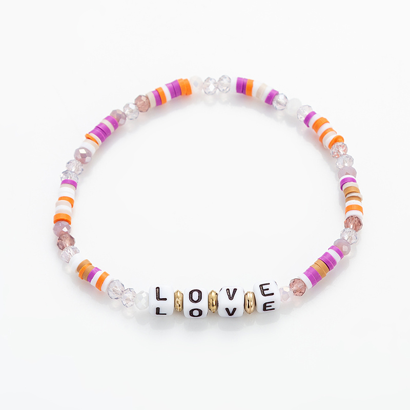 Beaded Bracelet Love Letter In Cube Acrylic With Polymer - Temu