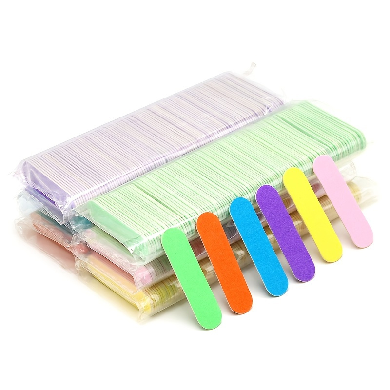 

100 Pcs Double Side Nail Files, Disposable Mini Wooden Nail File Buffer Strips Colorful Manicure Files For Nail Art Salon