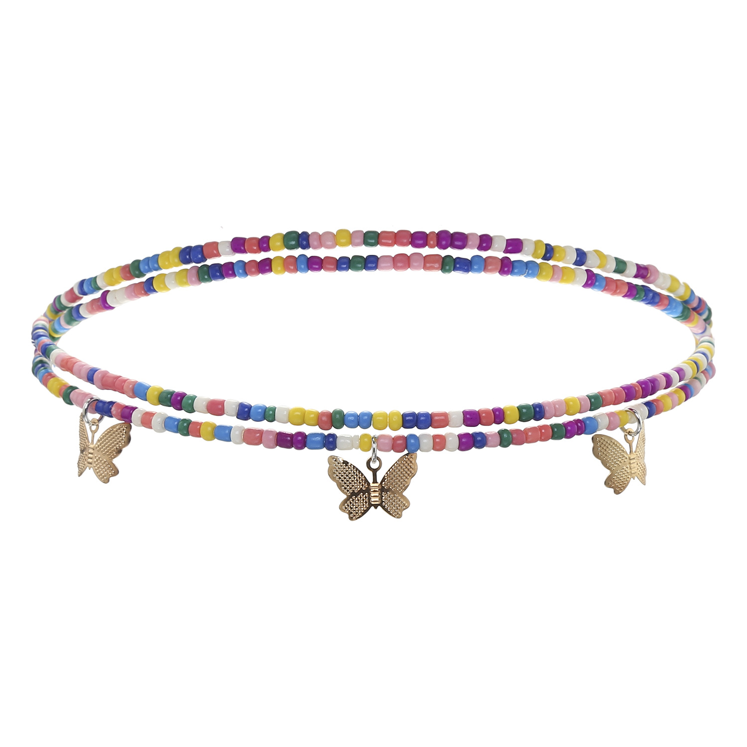 Colorful Beaded Body Chain Elastic String Waist Chain