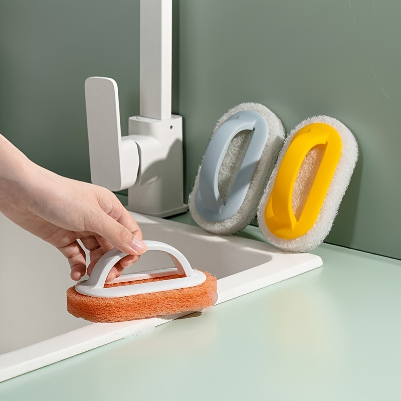 1pc Cleaning Sponge With Handle Non-scratch Bathroom Sponges For ...