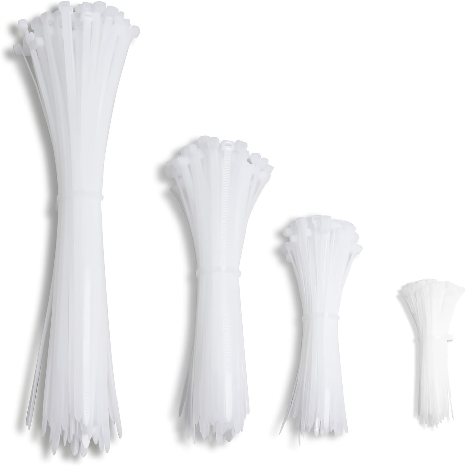 Cable Zip Ties, White Zip Ties Assorted Sizes 12+8+6+4 Inch,Multi-Purpose Self-Locking Nylon Cable Ties Cord Management Ties,Plastic Wire Ties For Office,Workshop