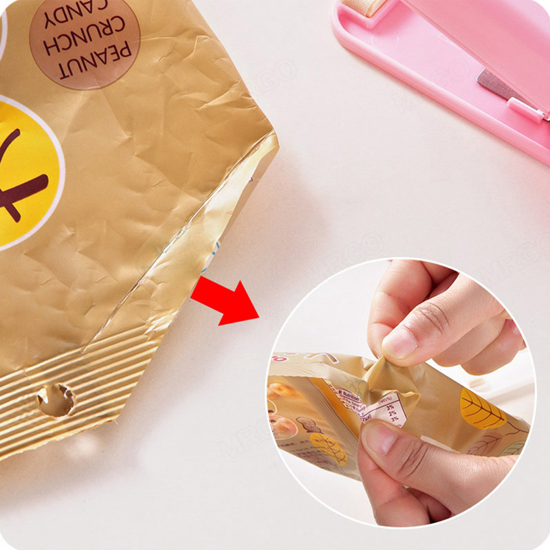 1pc portable bag heat sealer plastic package storage bag snack sealer clip mini sealing machine handy sticker seal for food snack gadgets without battery details 6