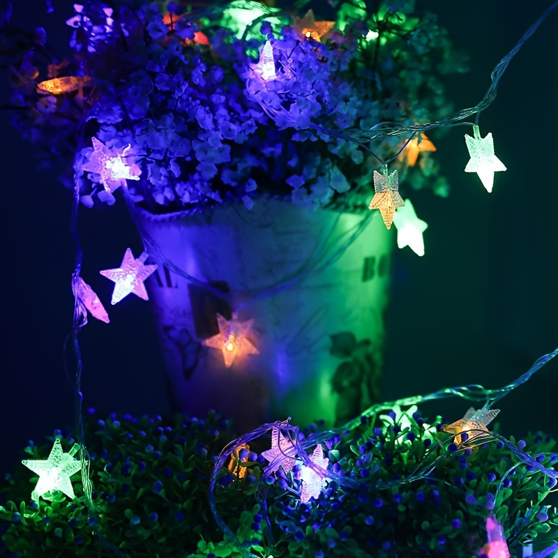 1pc Stars Shaped Color Led Light Strings, Battery Charged Starry Lights ...