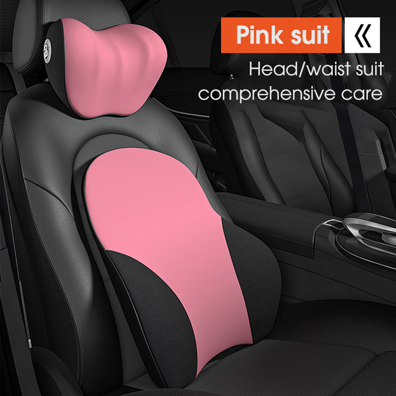 Car Lumbar Support For Driving Memory Foam Auto Seat Backrest Waist Cushion  Back Pain Massage Back Pillow Pad Accssories Pink - AliExpress