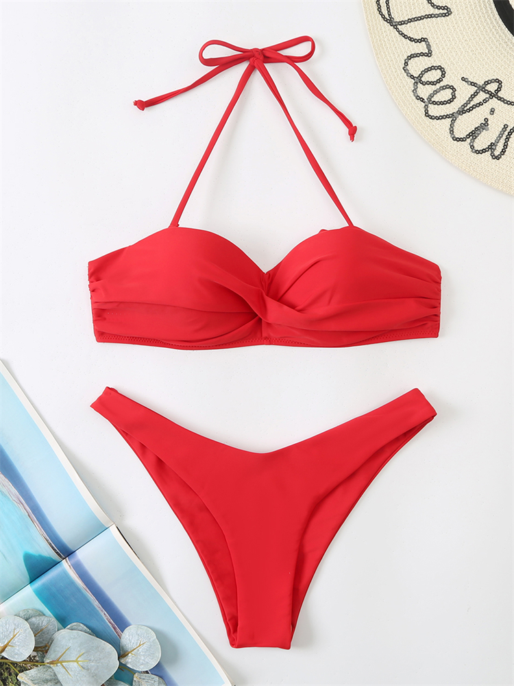 Balasami Women's Vintage 50s Halter Neck Tie Knot Back Soft Molded Padding  Bikini Top Swimsuit Bathing Suit Tops Only, Red, 10-12 : :  Clothing, Shoes & Accessories