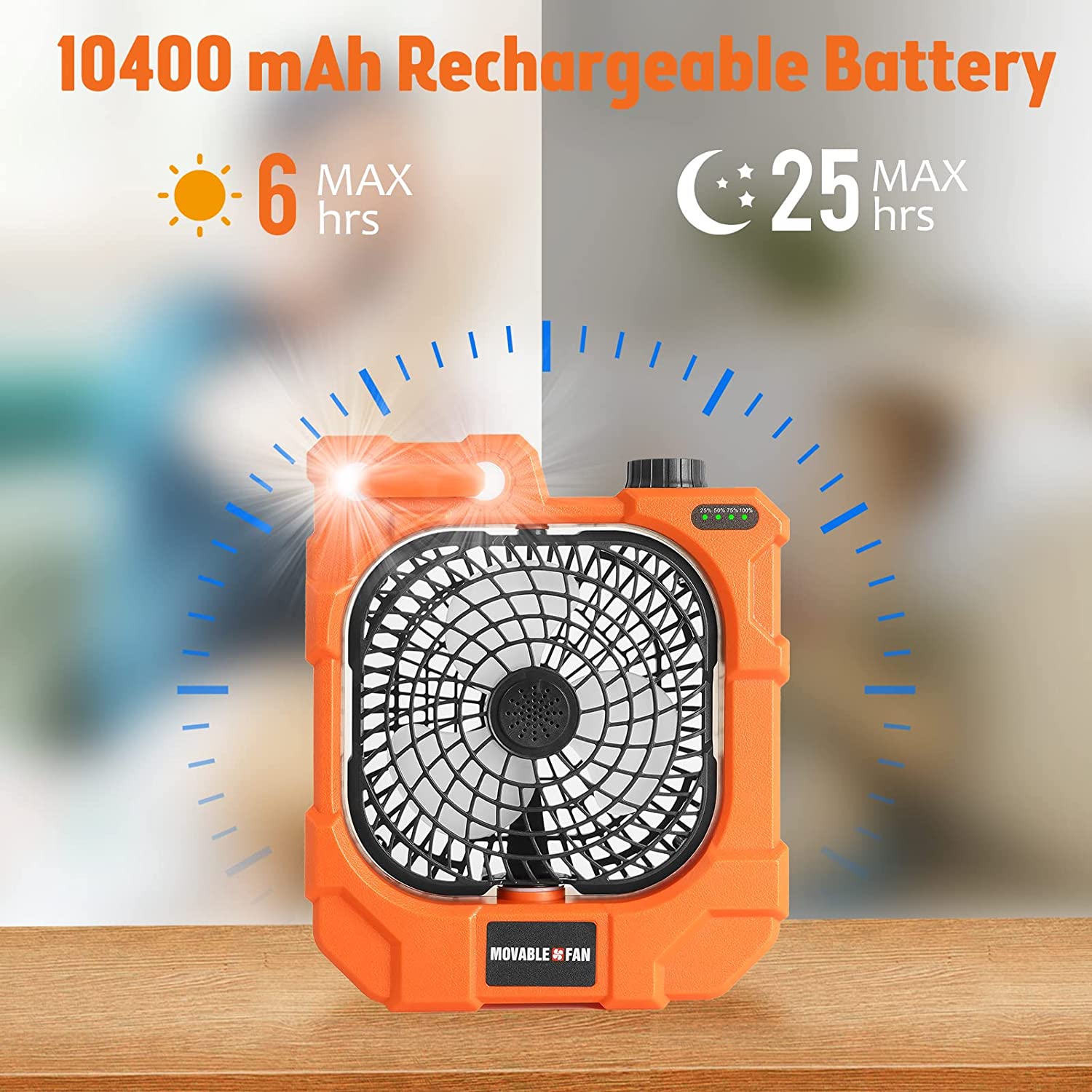 10400mah Usb Rechargeable Camping Tent Fan Led Light 270 Automatic