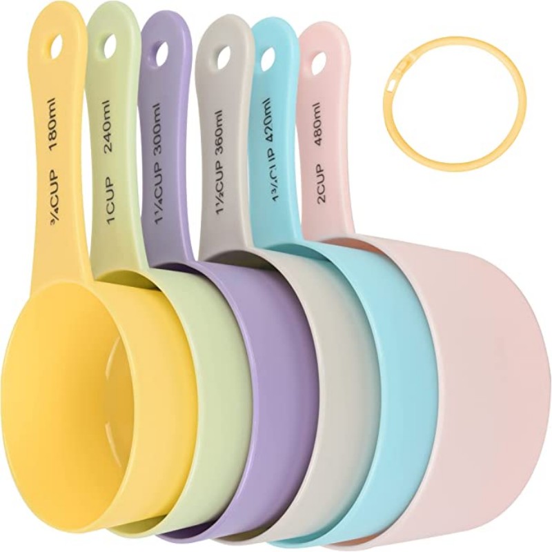 6pcs Colorful Plastic Measuring Cups with Scale - Big Capacity Baking  Spoons for Accurate Measurements - Kitchen Essentials