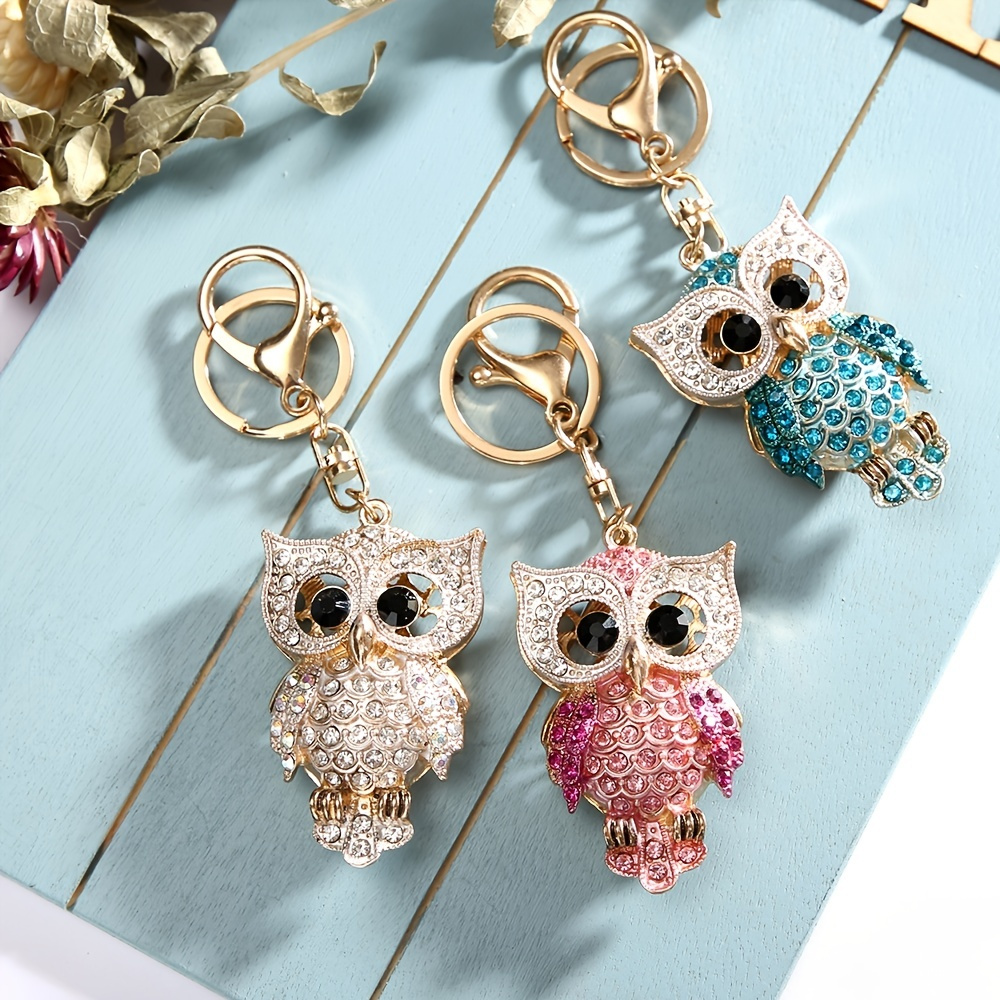 Wholesale Wholesale Colored Crystal Rhinestone Owl Key Rings Gold Metal Car  Key Chain Bag charm Pendant Jewelry Cute Owl Key Chains Bling From  m.