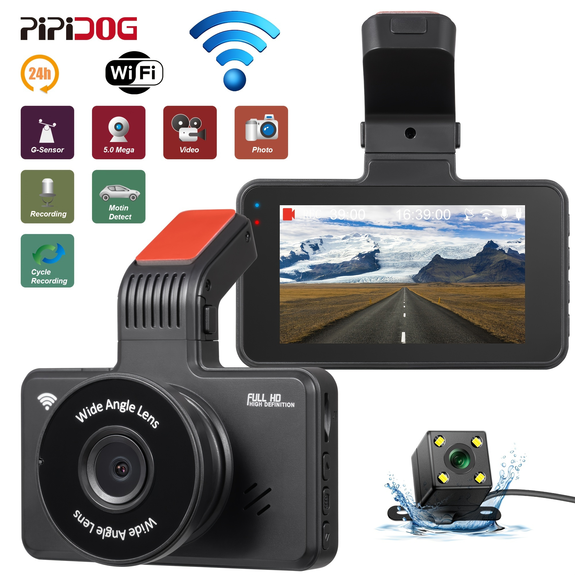 Dash Cam Car DVR 24H HD 1296P Camera Dual Lens Video Recorder Black Box  Cycle Dashcam Built in GPS With WiFi G-Sensor - AliExpress