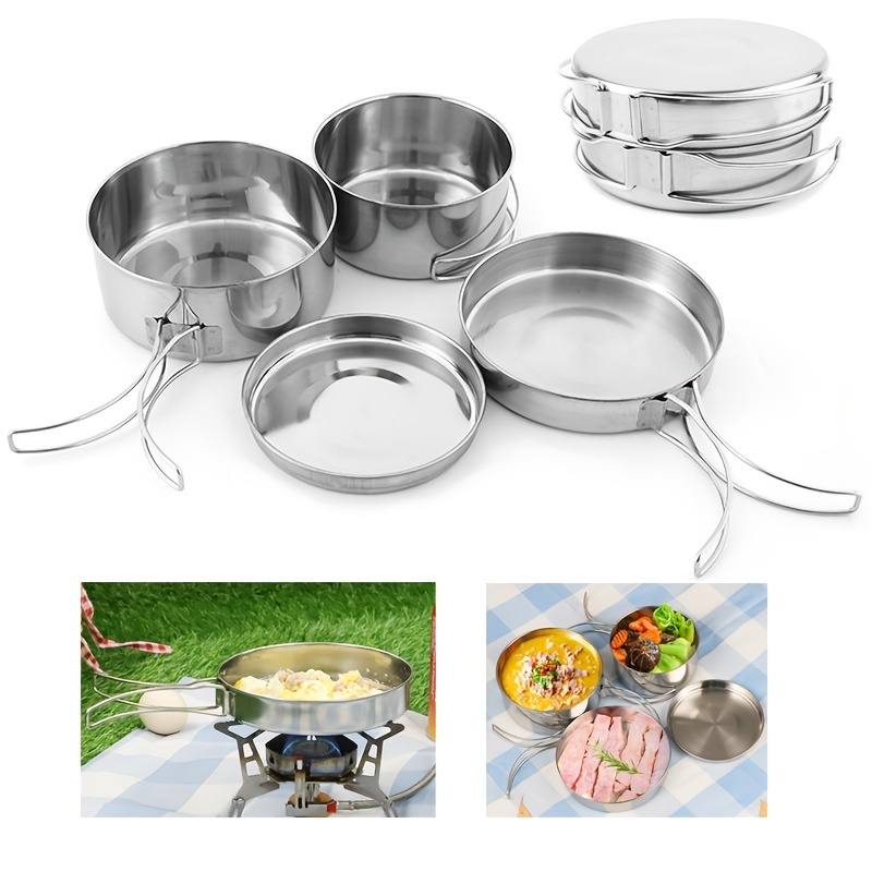 1PC picnic cooking pot, outdoor frying pan, 2-3 person camping, portable  mountaineering, non stick, easy to clean, anti scalding, boiling pot, frying  pan, baking pot