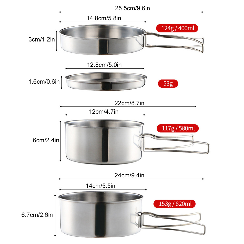 Dropship Outdoor Hiking 304 Stainless Steel Pot Folding Handle Camping  Portable Frying Pan Soup Pot Home Picnic Cookware Set to Sell Online at a  Lower Price