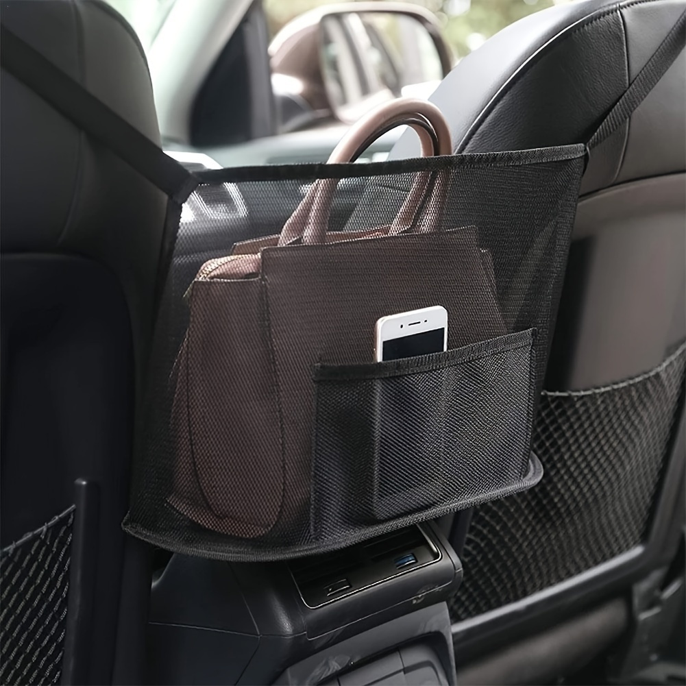 

Large Capacity Car Seat Net Pocket, Handbag Purse Holder Bag Organizer Storage Pet Net Barrier Dog Pouch Between Back Seats