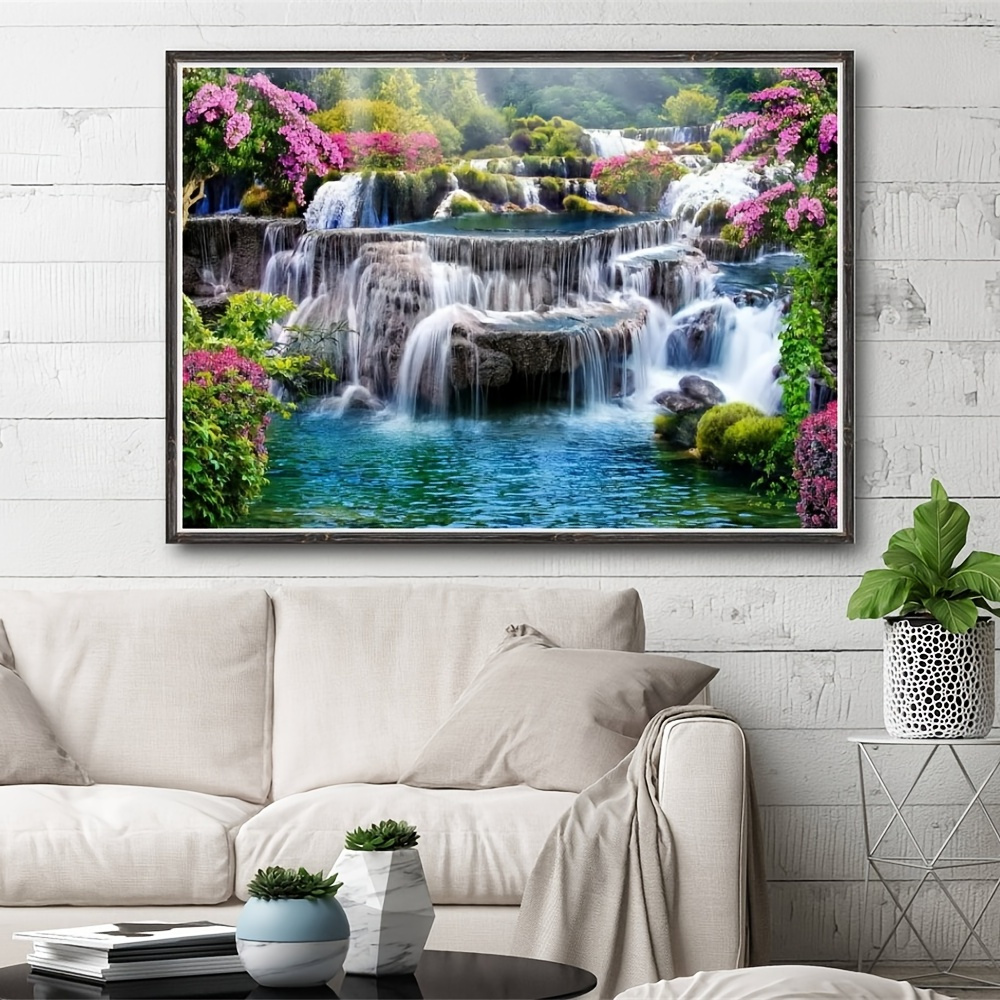 

5d Full Drill Diamond Painting Kit For Adults And Beginners Waterfall Landscape Rhinestone Embroidery Paintings Nature Scenery Pictures Diamond Arts Craft For Home Wall Decor