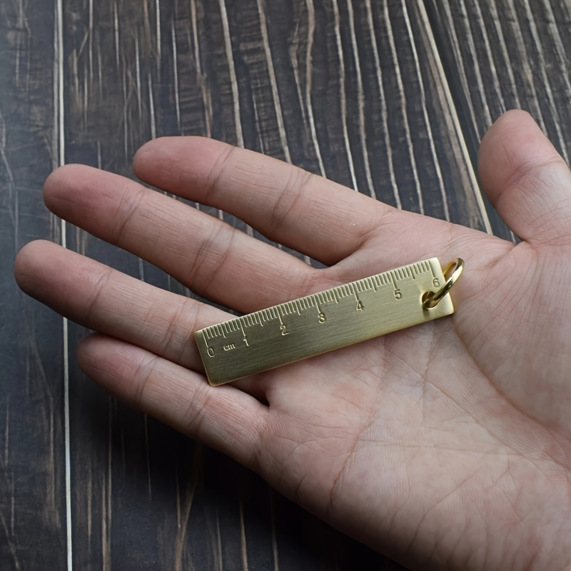 Mini Portable Metal Ruler Thickened Brass Keychain Rule - Temu