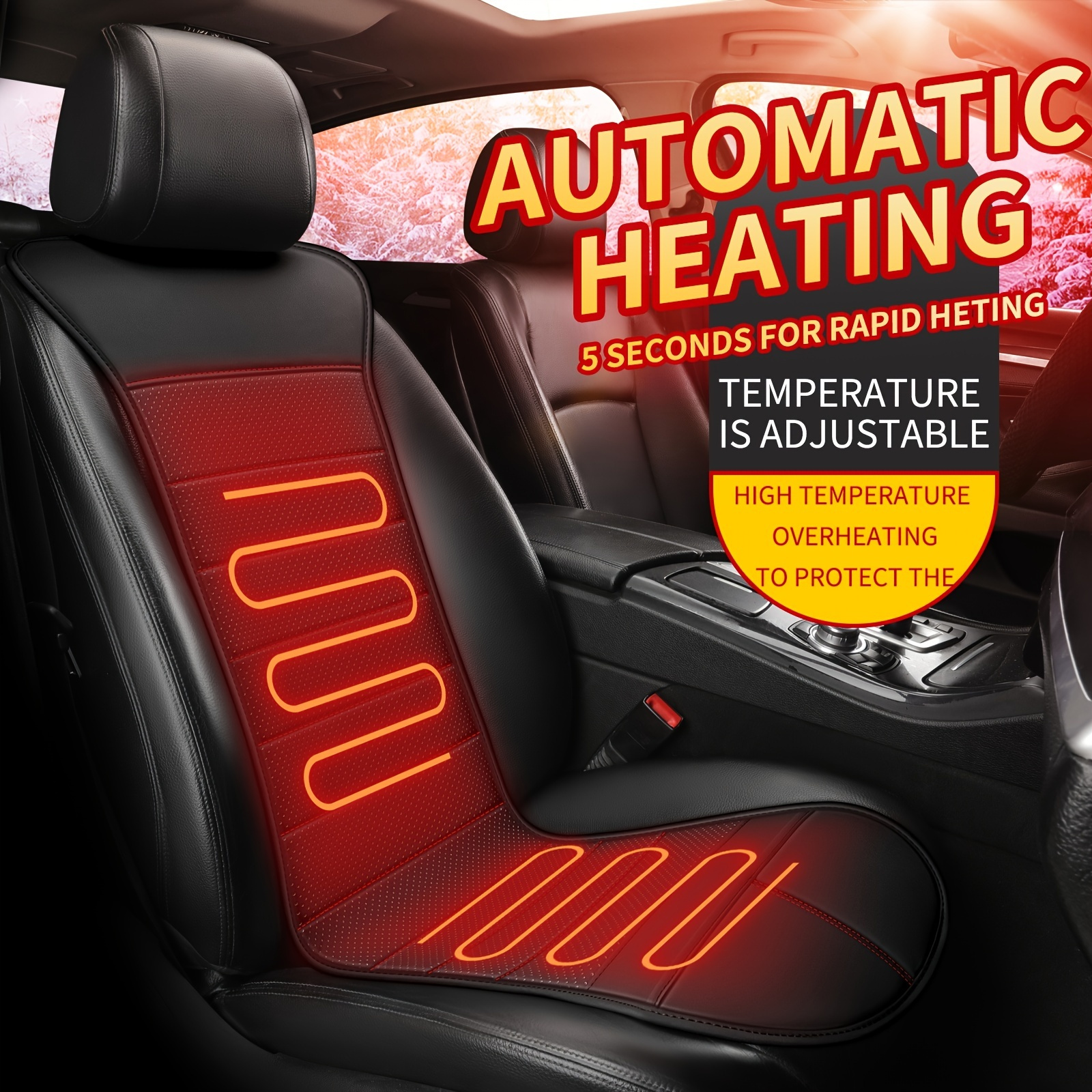 New Winter Heated Seat Cushion 12V Graphene Heated Seat Cover For