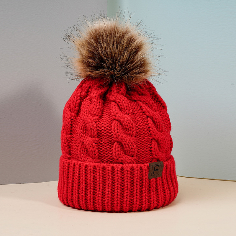 Winter Cable Knit Pom Pom Beanie Hat