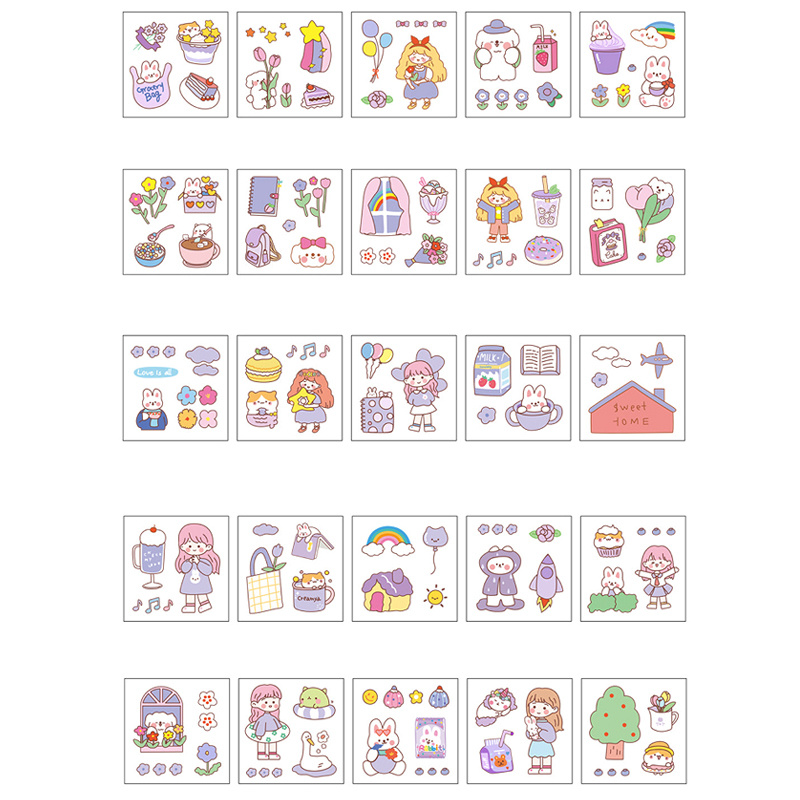 45 Pcs/box Cute Rabbit Daily Kawaii Decoration Stickers Planner  Scrapbooking Stationery Diary Stickers