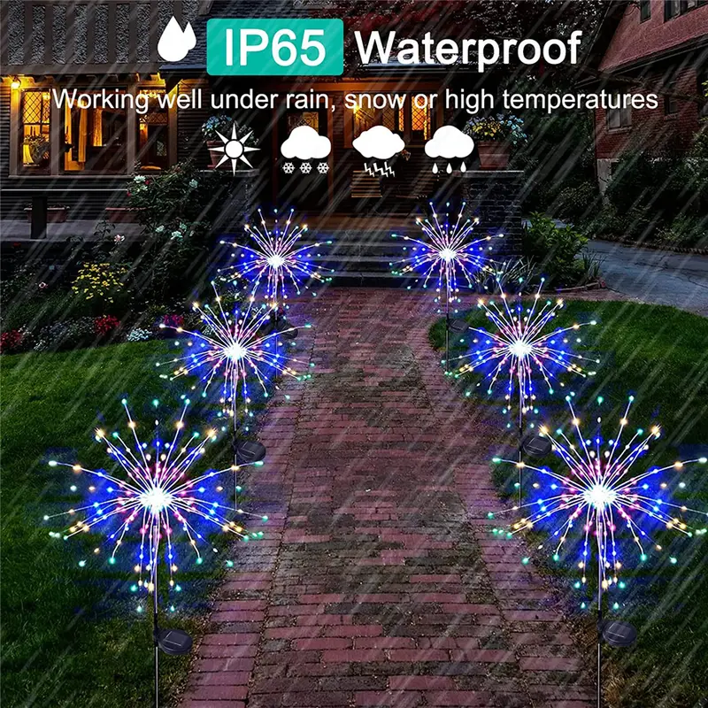 1pc solar fireworks lights 60 150 200 led outdoor diy solar lights 8 lighting model garden decorative lights waterproof fairy lights lawn lights details 7