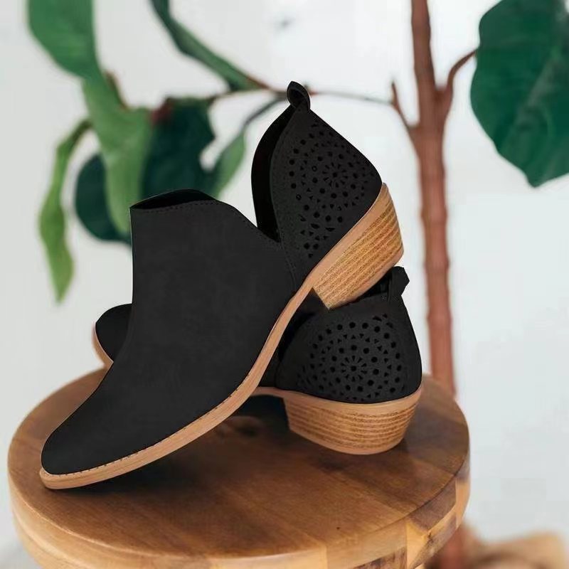 low cut heel boots