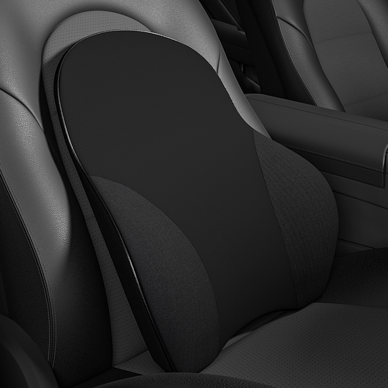 1xBlack Memory Foam Car Seat Cushion Lumbar Back Support + Head Rest Neck  Pillow