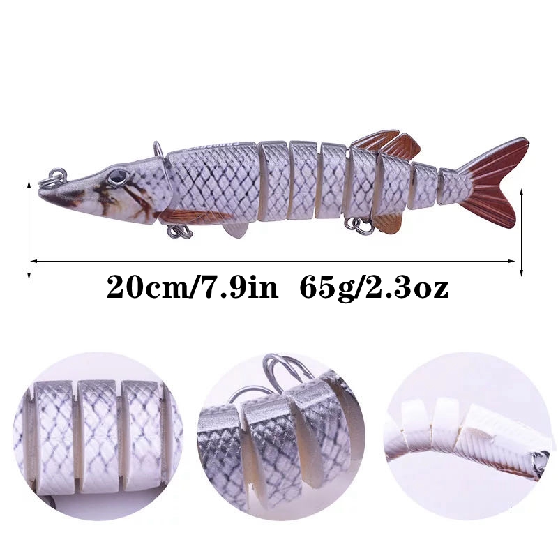 Proberros Pike Muskie Fishing Lure Lifelike 8 Segments - Temu