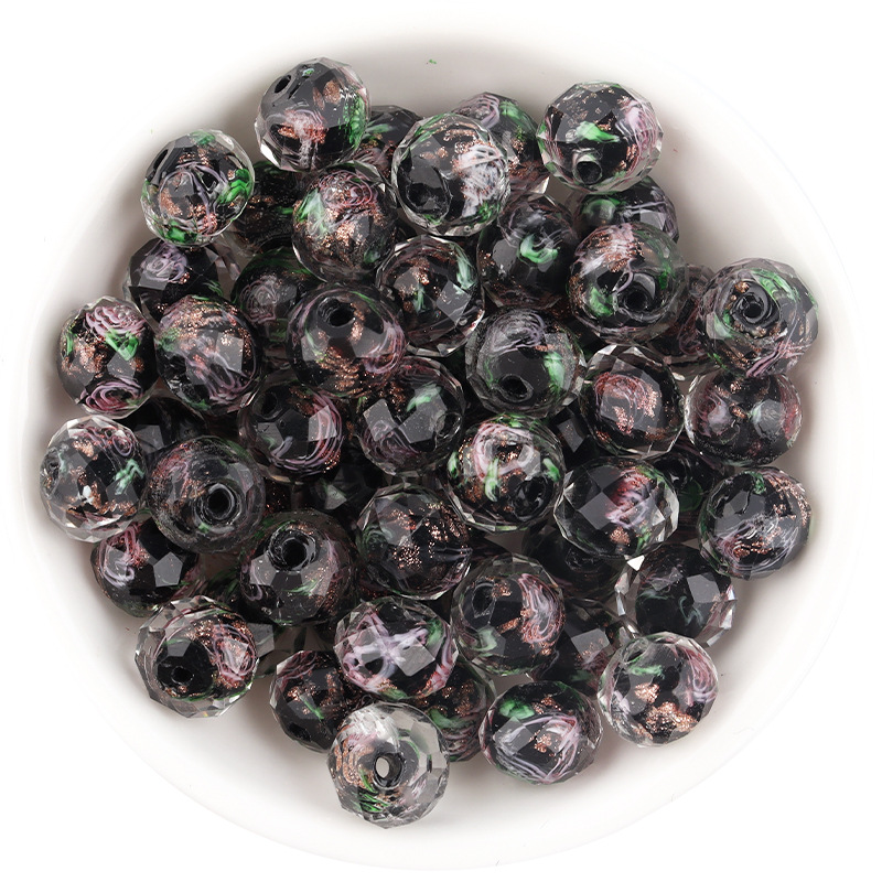 Dark Blue Transparent Murano Faceted Flower Glass Crystal Lampwork Spacer  Beads for Jewelry Making Women Diy Bracelets 10pcs