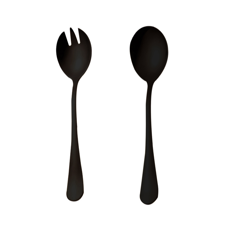 2pc1010 Stainless Steel Utility Spoon Salad In 1 Colorful Gold-plated Salad Spoon Fork Dinner Fork