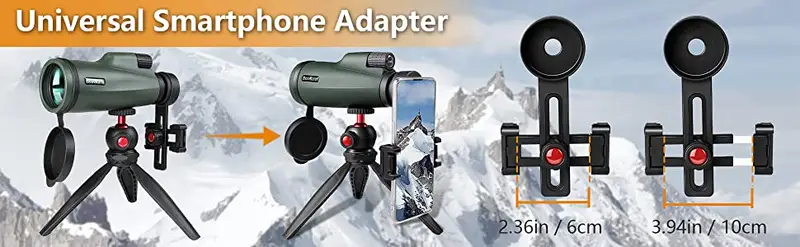 12x56 monocular telescope for smartphone monoculars for adults kids friends high powered high definition telescopes with phone adapter tripod for hiking hunting bird watching camping green details 4