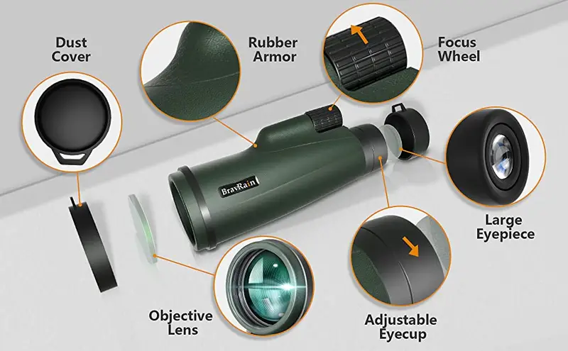 12x56 monocular telescope for smartphone monoculars for adults kids friends high powered high definition telescopes with phone adapter tripod for hiking hunting bird watching camping green details 3