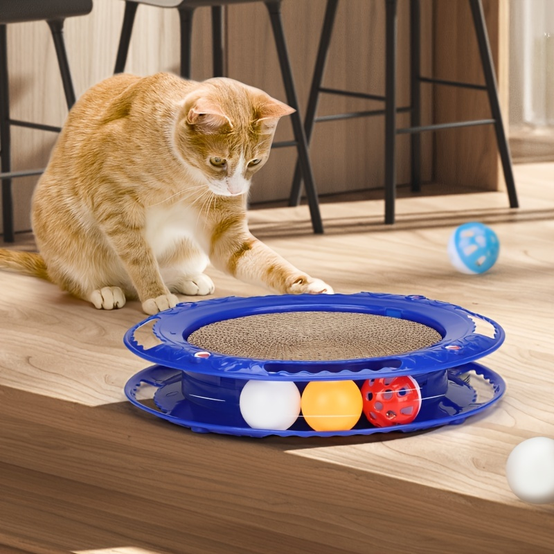 round cat scratcher with ball