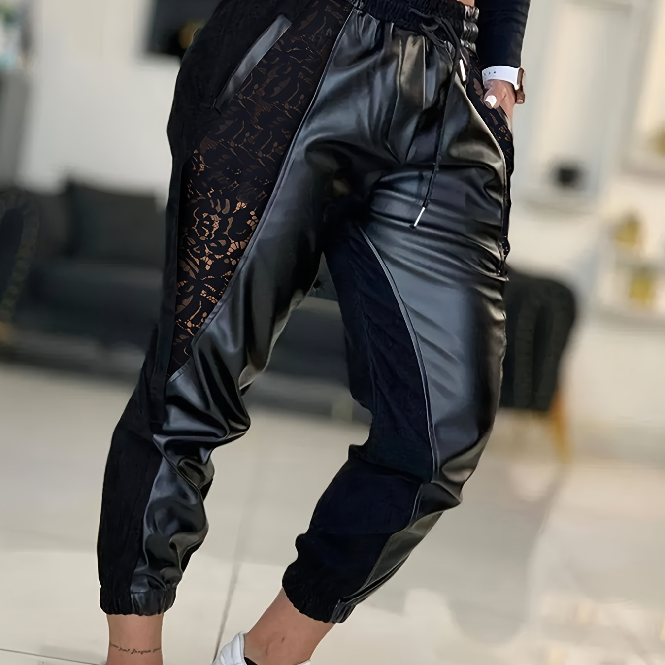 Lace Solid Pants Casual Every Day Pants Spring Fall Women's - Temu