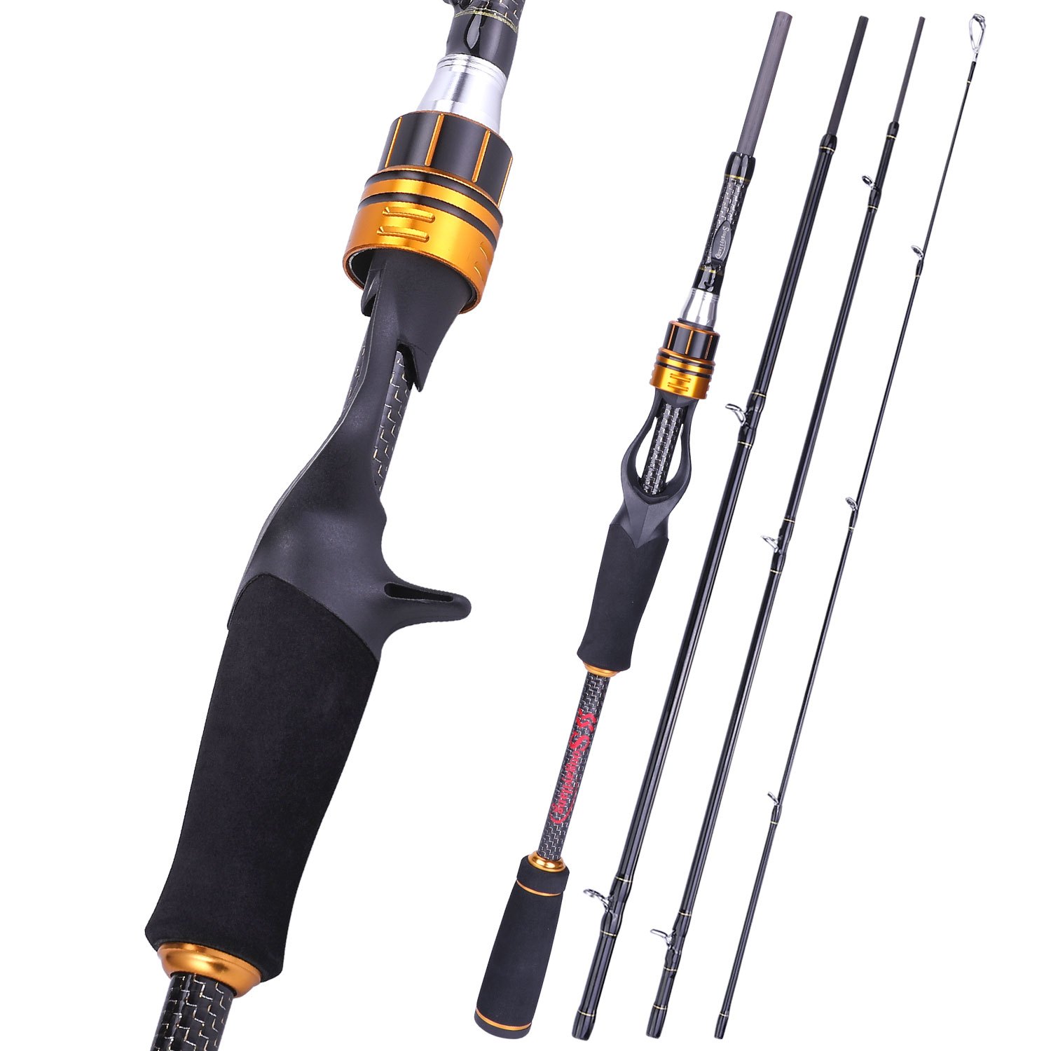 Sougayilang Portable 4 Section Casting Fishing Rod with Serpentine Reel  Seat - Lightweight and Durable for Easy Travel and Optimal Performance
