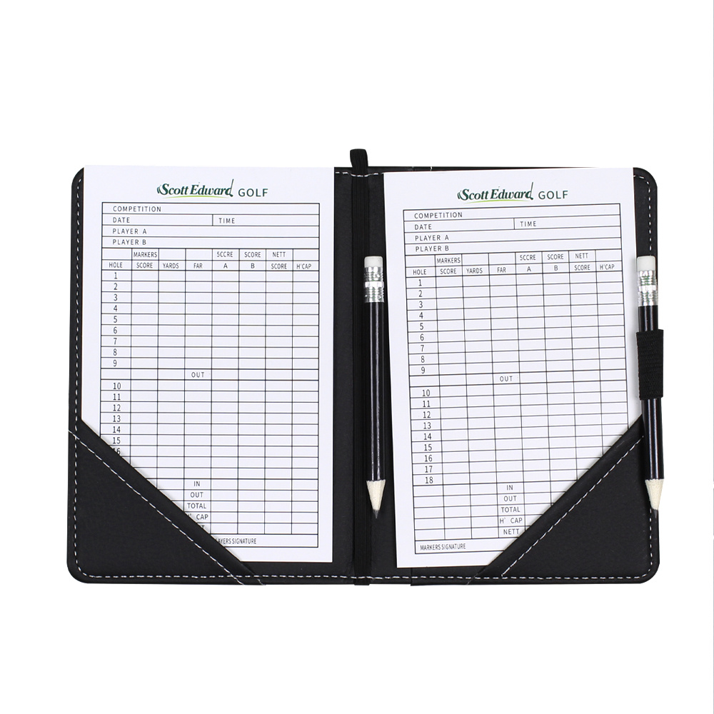 E-shop -Ergebniszettel-Halter, -Muster, Querformat, inklusive zwei Ergebniszetteln zwei Bleistiften, langlebig, geeignet für Golftraining, Golfzubehör,