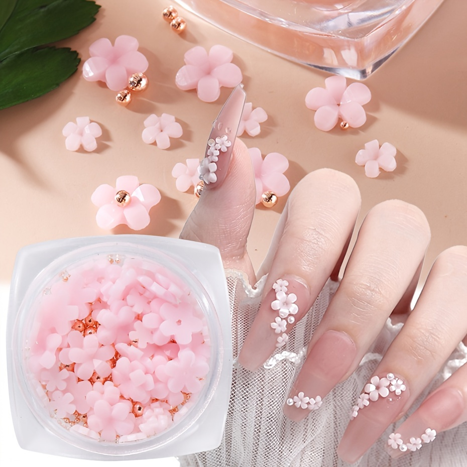 CHARMING MAY 3D Flowers for Nails 4 Packs Camellia Rose Nail