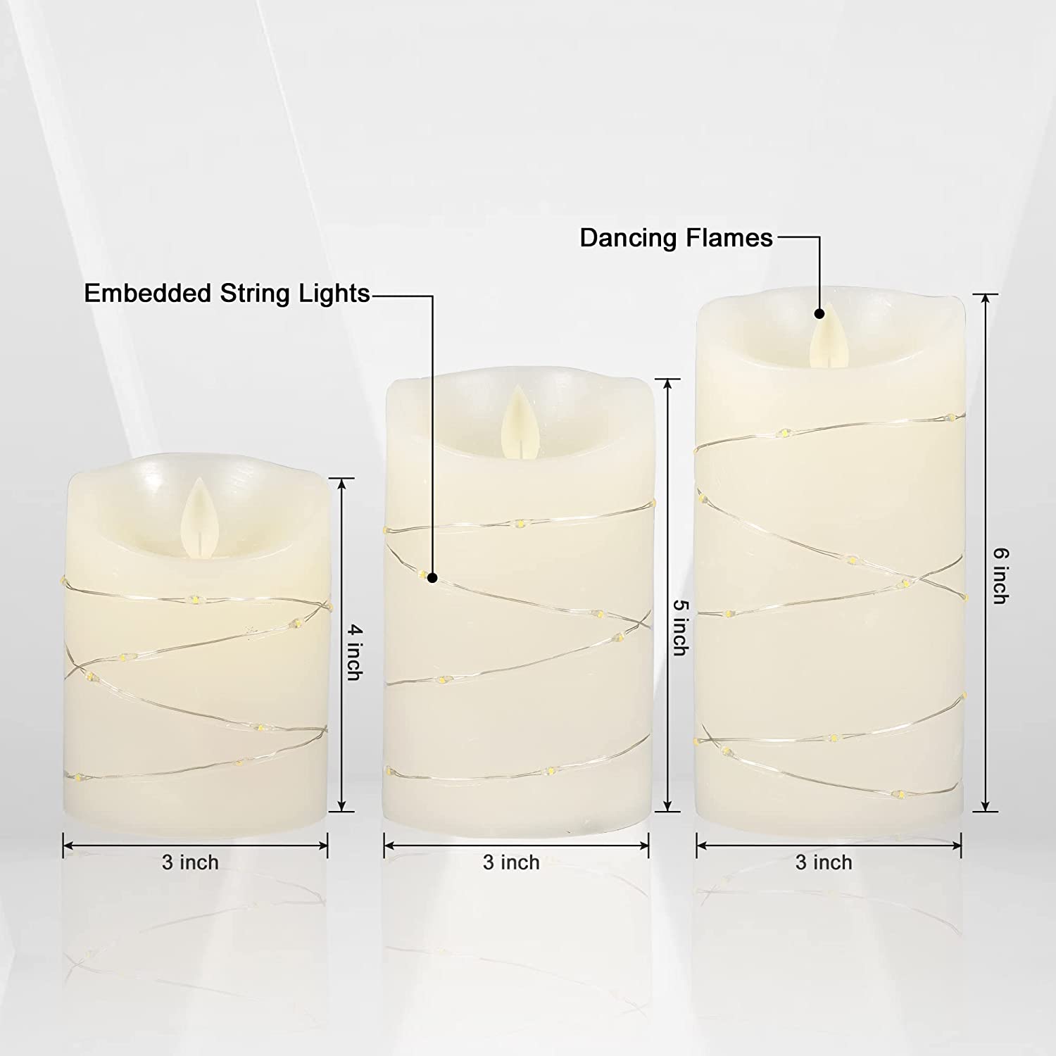 3pcs Led Flameless Candle Lights Electric Candle Fairy String Lights  Assorted Sizes Candle Lights, Save Clearance Deals